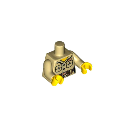 레고 피규어 몸통 부품 Tan Torso Safari Shirt with Pockets, Belt, Key Ring and &#039;ZOO&#039; Pattern / Tan Arms / Yellow Hands[레고정품 브릭스타]