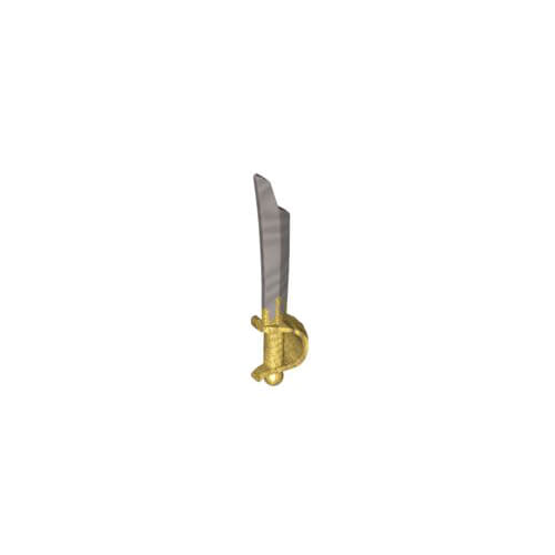 레고 부품 무기 커틀러스 칼 Flat Silver Minifigure, Weapon Sword, Cutlass Elaborate with Pearl Gold Handle 4620396