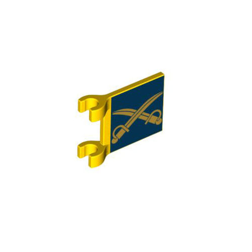 레고 기병대 사각 깃발 부품 노란색 Yellow Flag 2 x 2 Square with Gold Crossed Cutlasses on Dark Blue Background Pattern 6039812[레고정품 브릭스타]