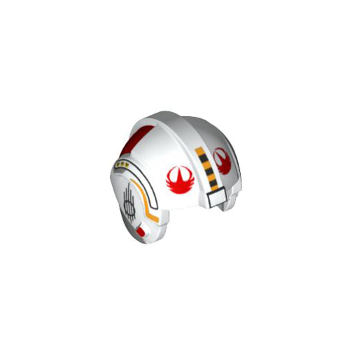 레고 부품 스타워즈 헬멧 흰색 White Minifigure, Headgear Helmet SW Rebel Pilot with Red Rebel Logo and Black and Yellow Stripes Pattern (Y-Wing Pilot) 6173065
