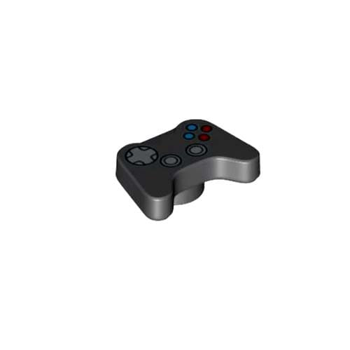 레고 부품 게임 패드 검정색 Black Minifigure, Utensil Video Game Controller with Silver Controls, Blue and Red Buttons Pattern