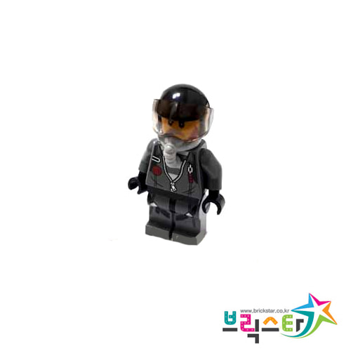 레고 시티 피규어 남자 탈옥수 Sky Police - Jail Prisoner Jacket over Prison Stripes, Black Helmet, Oxygen Mask