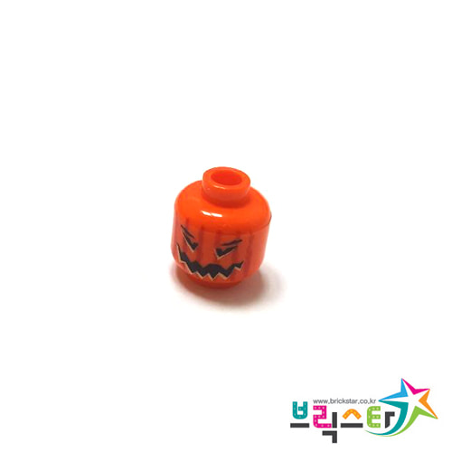 레고 부품 피규어 할로윈 호박 머리 오렌지색 Orange Minifigure, Head Pumpkin Jack O&#039; Lantern with Vertical Lines on Back Pattern 4558585