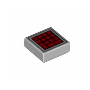 레고 부품 프린팅 계산기 버튼 Light Bluish Gray Tile 1 x 1 with Groove with Red Calculator Buttons Pattern