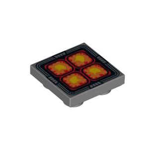 레고 부품 프린팅 부스터 Dark Bluish Gray Tile Modified 2 x 2 Inverted with 4 Orange, Red and Yellow Rounded Squares Pattern 6025210