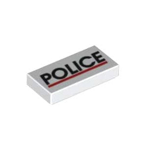레고 부품 프린팅 폴리스 White Tile 1 x 2 with Groove with &#039;POLICE&#039; 81869