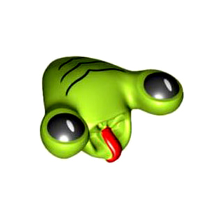 레고 부품 피규어 머리 외계인 라임색 Lime Minifigure, Head Modified Alien with Tongue and Black Eyes, Black Lines Pattern
