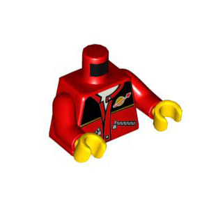 레고 부품 피규어 상체 토르소 자켓 빨간색 Red Torso Jacket with Zippers, Black Top, Classic Space Logo, White Undershirt Pattern / Red Arms / Yellow Hands 4275868