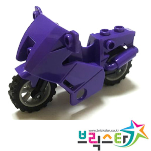 레고 부품 오토바이 다크 퍼플색 Dark Purple Motorcycle Bike with Black Frame, Light Bluish Gray Wheels and Black Handlebars