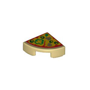 레고 부품 음식 프린팅 피자 조각 Tan Tile, Round 1 x 1 Quarter with Pizza Slice Pattern 6175469