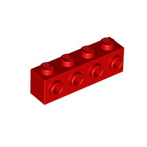 레고 부품 변형 브릭 빨간색 Red Brick Modified 1 x 4with 4 Studs on One Side 4157223