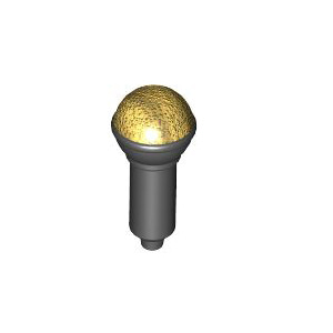 레고 부품 마이크 Black Minifigure, Utensil Microphone with Metallic Gold Top Half Screen Pattern 6104328