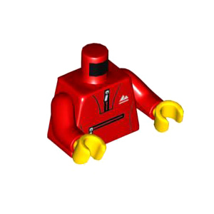 레고 부품 피규어 상체 토르소 운동복 빨간색 Red Torso Tracksuit with White Zippers and Mountain Logo Pattern / Red Arms / Yellow Hands 6270336