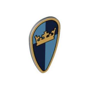 [USED사용감있음]레고 부품 캐슬 크라운 난형 방패 Light Bluish Gray Minifigure, Shield Ovoid with Gold Crown on Dark Blue, Medium Blue Quarters Background Pattern 4505973