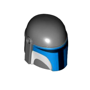 레고 부품 헬멧 스타워즈 만달로리안 Dark Bluish Gray Minifigure, Headgear Helmet with Holes, SW Mandalorian with Blue and White Pattern 4598788