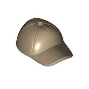 레고 부품 야구 모자 다크 탠색 Dark Tan Minifigure, Headgear Cap - Short Curved Bill with Seams and Hole on Top 6032176