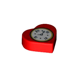 레고 부품 프린팅 하트 시계 빨간색 Red Tile, Round 1 x 1 Heart with Clock Pattern