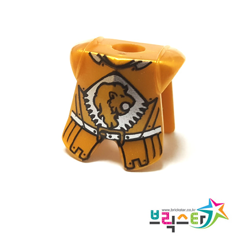 레고 부품 갑옷 사자 프린팅 진주빛 골드 Pearl Gold Minifigure, Armor Breastplate with Leg Protection, Kingdoms Lion Head and Belt Pattern 4585945