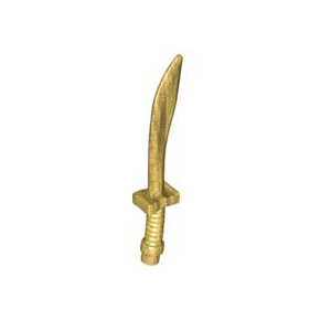 레고 부품 무기 칼 스워드 진주빛 골드 Pearl Gold Minifigure, Weapon Sword, Saber/Dao Curved Blade and Hilt with Bar End 6245239