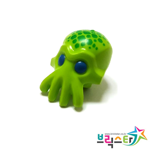 레고 부품 피규어 머리 외계인 라임색 Lime Minifigure, Head Modified Alien with 4 Mouth Tentacles and Blue Eyes and Green Spots Pattern