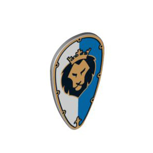 레고 부품 캐슬 사자군 난형 방패 Light Bluish Gray Minifigure, Shield Ovoid with Lion Head on White and Blue Pattern 6039740