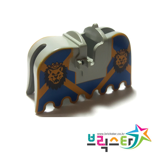 [USED사용감있음]레고 부품 레오 왕 말바딩 Light Gray Horse Barding, Ruffled Edge with Lion Heads and Blue and Yellow Pattern한쪽 클립 깨짐