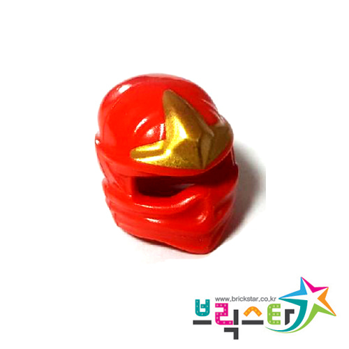 레고 부품 닌자고 카이 복면 빨간색 Red Minifigure, Headgear Ninjago Wrap with Gold 3 Point Emblem Pattern 6139441