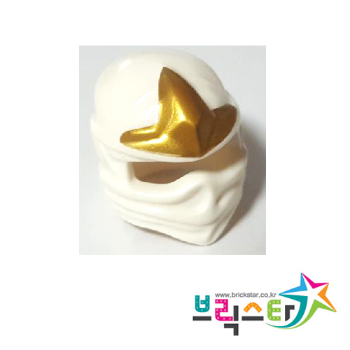 레고 부품 닌자고 쟌 복면 흰색 White Minifigure, Headgear Ninjago Wrap with Gold 3 Point Emblem Pattern 4650119