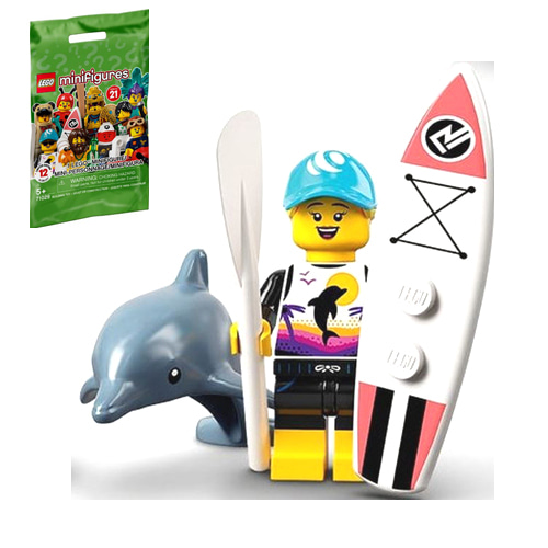 레고 피규어 미피21탄 패들 서퍼 Paddle Surfer , Series 21 71029 (Complete Set with Stand and Accessories)[포장윗면살짝개봉]