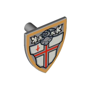 레고 부품 삼각 방패 Light Bluish Gray Minifigure, Shield Triangular with Red St. George&#039;s Cross and Helmet with Face Grille Pattern