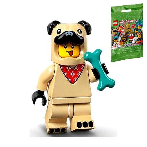 레고 피규어 미피21탄 퍼그 알바 Pug Costume Guy, Series 21 71029 (Complete Set with Stand and Accessories)[포장윗면살짝개봉]