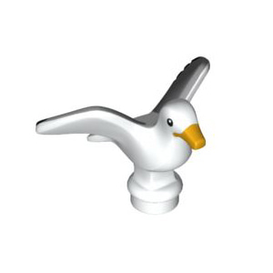 레고 부품 동물 새 갈매기 White Bird, Seagull with Bright Light Orange Beak and Black and Light Bluish Gray Wings Pattern 6208794