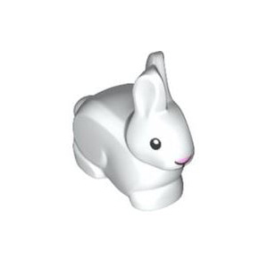 레고 부품 토끼 바니 랜드 흰색 White Animal, Land Bunny / Rabbit with Black Eyes and Mouth and Bright Pink Nose Pattern 6186286