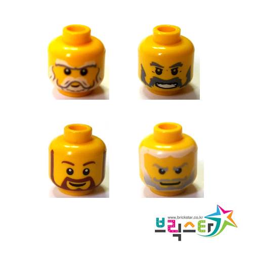 레고 부품 피규어 머리 클래식 수염 얼굴 4종 Yellow Minifigure, Head