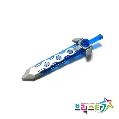 레고 부품 무기 검 칼 투명 다크 블루 플랫 실버 Trans-Dark Blue Minifigure, Weapon Sword, Long with Flat Silver Tip and Angular Crossguard 6146848