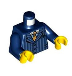 레고 부품 피규어 상체 토르소 다크 블루 Dark Blue Torso Suit Pinstripe Jacket and Gold Tie Pattern / Dark Blue Arms / Yellow Hands 6022401
