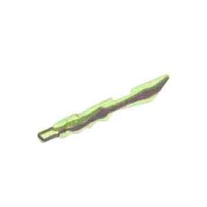 레고 부품 무기 칼날 투명 밝은 녹색 검정색 Trans-Bright Green Minifigure, Weapon Sword, Jagged Edges with Marbled Trans-Black Pattern 6022644