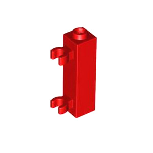 레고 부품 변형 브릭 빨간색 Red Brick Modified 1 x 1 x 3 with 2 Clips Vertical - Hollow Stud 4563682