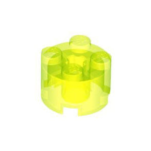 레고 부품 원형 브릭 투명 네온 그린 Trans-Neon Green Brick, Round 2 x 2 with Axle Hole 611649