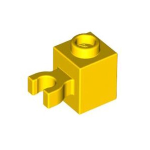 레고 부품 변형 브릭 노란색 Yellow Brick, Modified 1 x 1 with Open O Clip (Vertical Grip) - Hollow Stud 4515354