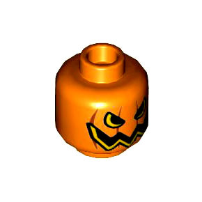 레고 피규어 머리 부품 오렌지색 Orange Minifig, Head Pumpkin Jack O&#039; Lantern Open Semicircular Eyes with Vertical Lines on Back Pattern - Stud Recessed 6143944[레고정품 브릭스타]