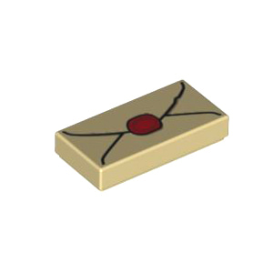 레고 부품 프린팅 편지 봉투 탠색 Tan Tile 1 x 2 with Groove with Envelope with Red Wax Seal Pattern 6284163