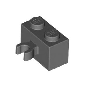 레고 부품 변형 브릭 진회색 Dark Bluish Gray Brick, Modified 1 x 2 with Vertical Clip 4265794