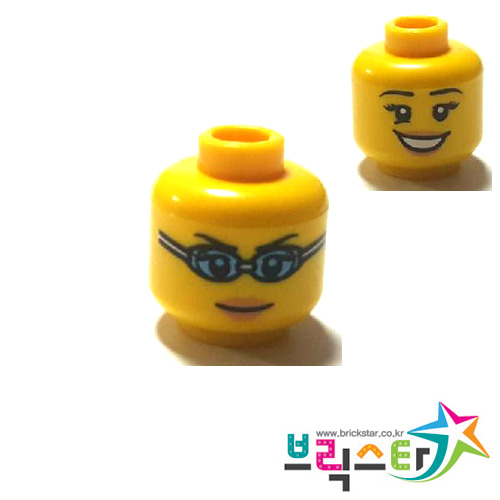 레고 부품 피규어 머리 여성 양면 얼굴 Yellow Minifigure, Head Dual Sided Female Open Smile / Swimming Goggles Pattern - Blocked Open Stud