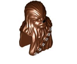 레고 부품 피규어 머리 츄바카 적갈색 Reddish Brown Minifigure, Head, Modified SW Wookiee, Chewbacca with Black Nose and Silver Bandolier Pattern