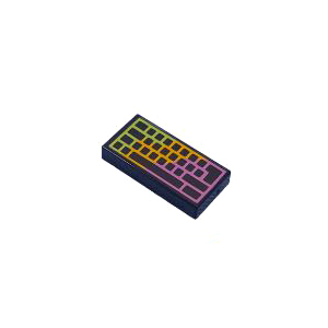레고 부품 프린팅 컴퓨터 키보드 검정색 Black Tile 1 x 2 with Groove with Computer Keyboard, Dark Pink, Bright Light Orange, and Lime RGB Pattern