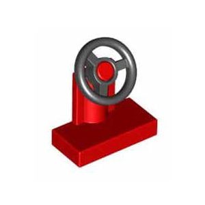 레고 부품 핸들 빨간색 Red Vehicle, Steering Stand 1 x 2 with Black Steering Wheel 9552