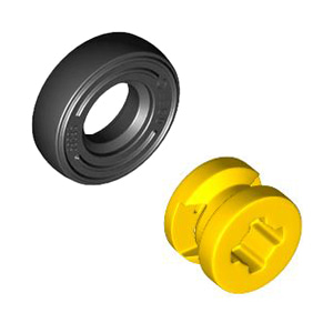 레고 부품 자동차 타이어 휠 결합 상품 Black Tire 14mm D. x 4mm Smooth Small Single with Number Molded on Side / Yellow Wheel 8mm D. x 6mm 4516843 462424