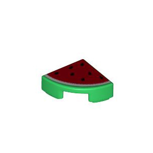 레고 부품 프린팅 수박 조각 Green Tile, Round 1 x 1 Quarter with Red Watermelon Pattern 6151225