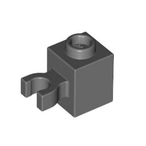 레고 부품 변형 브릭 진회색 Dark Bluish Gray Brick, Modified 1 x 1 with Clip Vertical (open O clip) - Hollow Stud 4580437
